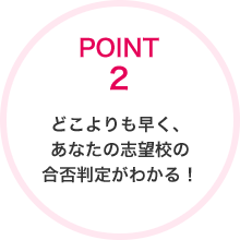 POINT2 どこよりも早く、あなたの志望校の合否判定がわかる！